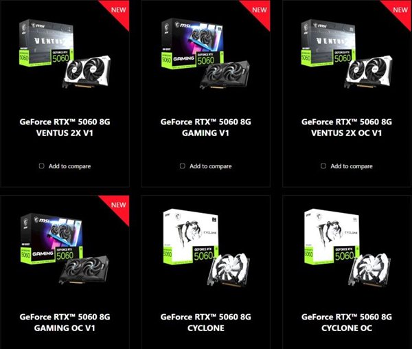 RTX 5060换芯不换性能！微星V1版用上5070核心：大芯片散热反而更好